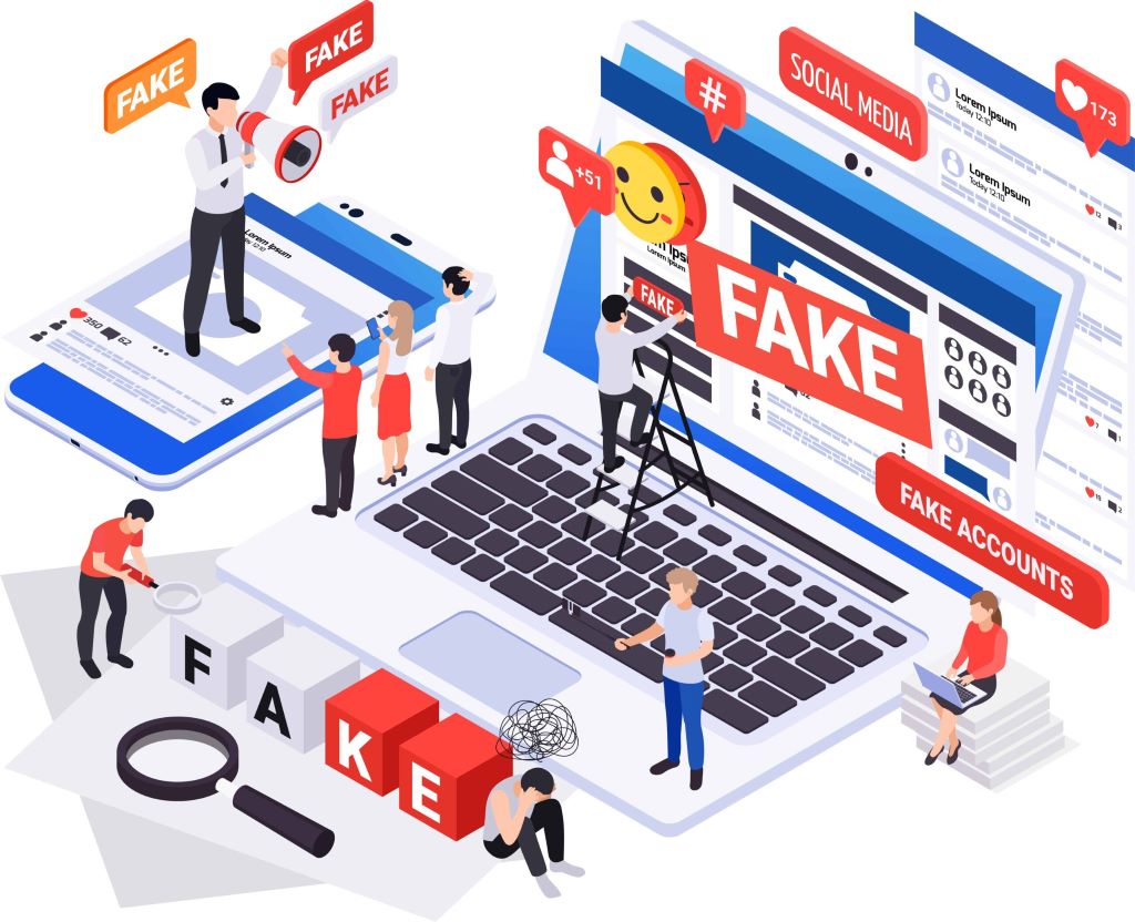 Marketer analyzing fake social media trends and engagement data in Texas