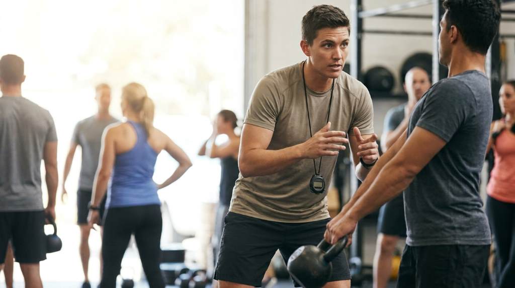 Group fitness class in Austin with focused trainer and active clients